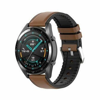 leer + siliconen bandje - Bruin - Xiaomi Redmi Watch 5 Active / Redmi Watch 5 Lite