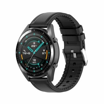 leer + siliconen bandje - Zwart - Xiaomi Redmi Watch 5 Active / Redmi Watch 5 Lite