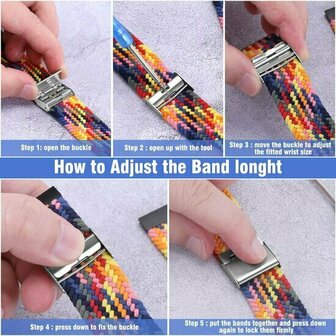 Braided nylon bandje - Zwart / wit - Xiaomi Redmi Watch 5 Active / Redmi Watch 5 Lite