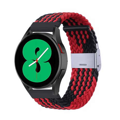 Braided nylon bandje - Rood / zwart - Xiaomi Redmi Watch 5 Active / Redmi Watch 5 Lite