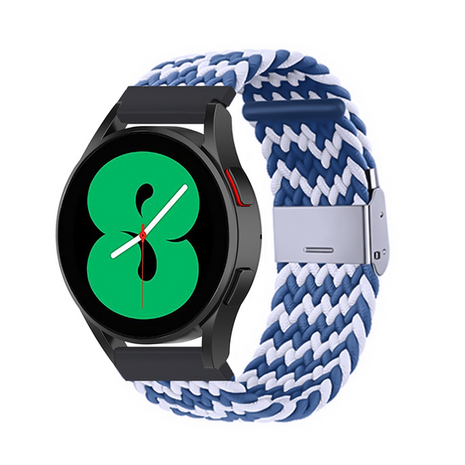 Braided nylon bandje - Blauw / wit - Xiaomi Redmi Watch 5 Active / Redmi Watch 5 Lite