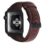 Luxe Echt Lederen bandje - Bruin - Geschikt voor Apple Watch 42mm / 44mm / 45mm / 46mm / 49mm