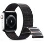 Nylon sport loop band - Zwart gem&ecirc;leerd - Extra sterke klittenbandsluiting - Geschikt voor Apple Watch 42mm / 44mm / 45mm / 49mm