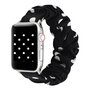 Elastisch scrunchie nylon bandje - Zwart met witte stippen - Geschikt voor Apple Watch 38mm / 40mm / 41mm / 42mm