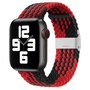 Braided nylon bandje - Rood met zwart - Geschikt voor Apple Watch 38mm / 40mm / 41mm / 42mm