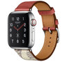 Leren bandje met print - Rood - Geschikt voor Apple Watch 38mm / 40mm / 41mm / 42mm