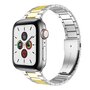 Stalen schakelband - Zilver met goud - Geschikt voor Apple watch 38mm / 40mm / 41mm / 42mm