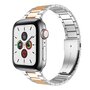 Stalen schakelband - Zilver met champagne goud - Geschikt voor Apple watch 44mm / 45mm&nbsp;/ 46mm / 49mm