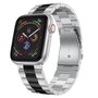 Stalen schakelband - Zilver met zwart - Geschikt voor Apple watch 42mm / 44mm / 45mm / 46mm / 49mm