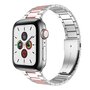 Stalen schakelband - Zilver met ros&eacute; - Geschikt voor Apple watch 44mm / 45mm&nbsp;/ 46mm / 49mm