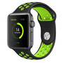 Sportbandje - Maat: S/M - Zwart + Groen - Geschikt voor Apple Watch 38mm / 40mm / 41mm / 42mm