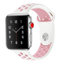 Sportbandje - Maat: S/M - Wit + Roze - Geschikt voor Apple Watch 38mm / 40mm / 41mm / 42mm