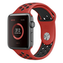 Sportbandje - Maat: S/M - Rood + Zwart - Geschikt voor Apple Watch 38mm / 40mm / 41mm / 42mm