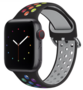 Siliconen sportband met gesp - Zwart + Multicolor - Geschikt voor Apple Watch 38mm / 40mm / 41mm / 42mm