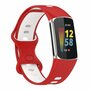 FitBit Charge 5 &amp; 6 Sportbandje met dubbele lus - Rood / wit - Tweekleurig - Maat: L