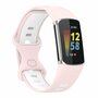 FitBit Charge 5 &amp; 6 Sportbandje met dubbele lus - Roze / wit - Tweekleurig - Maat: L