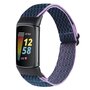 FitBit Charge 5 &amp; 6 Elastische solo loop nylon bandje - Donkerblauw met paars