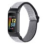 FitBit Charge 5 &amp; 6 Elastische solo loop nylon bandje - Zwart / wit