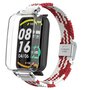 Braided nylon bandje met case - Rood met wit - Xiaomi Smart band 7 Pro