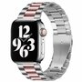 Stalen schakelband - Zilver met ros&eacute; pink - Geschikt voor Apple watch 38mm / 40mm / 41mm / 42mm