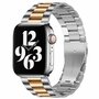 Stalen schakelband - Zilver met ros&eacute; goud - Geschikt voor Apple watch 38mm / 40mm / 41mm / 42mm