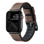 Leer + siliconen band - Bruin + zwarte aansluiting en gesp - Geschikt voor Apple Watch 44mm / 45mm&nbsp;/ 46mm / 49mm