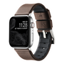 Leer + siliconen band - Bruin + zilveren aansluiting en gesp - Geschikt voor Apple Watch 44mm / 45mm&nbsp;/ 46mm / 49mm