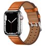 Leren band met twin gesp - Lichtbruin met zilveren gesp - Geschikt voor Apple Watch 38mm / 40mm / 41mm / 42mm