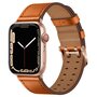 Leren band met twin gesp - Lichtbruin met ros&eacute; gesp - Geschikt voor Apple Watch 38mm / 40mm / 41mm / 42mm