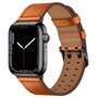 Leren band met twin gesp - Lichtbruin met zwarte gesp - Geschikt voor Apple Watch 38mm / 40mm / 41mm / 42mm