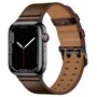 Leren band met twin gesp - Donkerbruin met zwarte gesp - Geschikt voor Apple Watch 38mm / 40mm / 41mm / 42mm