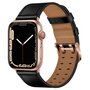 Leren band met twin gesp - Zwart met ros&eacute; gesp - Geschikt voor Apple Watch 38mm / 40mm / 41mm / 42mm