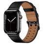 Leren band met twin gesp - Zwart met zwarte gesp - Geschikt voor Apple Watch 44mm / 45mm / 46mm / 49mm