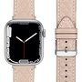 Leren bandje met diamant patroon - Beige - Geschikt voor Apple Watch 38mm / 40mm / 41mm / 42mm