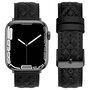 Leren bandje met diamant patroon - Zwart - Geschikt voor Apple Watch 38mm / 40mm / 41mm / 42mm