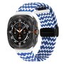 Braided band met D-buckle sluiting - Blauw met wit - Samsung Galaxy Watch Ultra 47mm