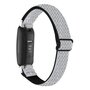 Fitbit Inspire 3 - Elastische solo loop nylon bandje - Zwart / wit