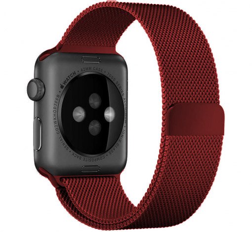 Milanese RVS bandje Rood Geschikt voor Apple Watch 38mm 40mm 41mm 42mm