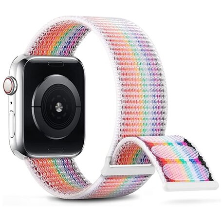 Nylon sport loop band - Multicolor - Extra sterke klittenbandsluiting - Geschikt voor Apple Watch 42mm / 44mm / 45mm / 49mm