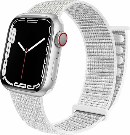 Nylon sport loop band - Wit - Extra sterke klittenbandsluiting - Geschikt voor Apple Watch 42mm / 44mm / 45mm / 49mm