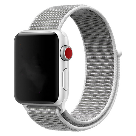 Sport Loop nylon bandje - Licht grijs - Geschikt voor Apple Watch 38mm / 40mm / 41mm / 42mm