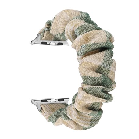 Elastisch scrunchie nylon bandje - Khaki / Groen - Geschikt voor Apple Watch 42mm / 44mm / 45mm / 49mm