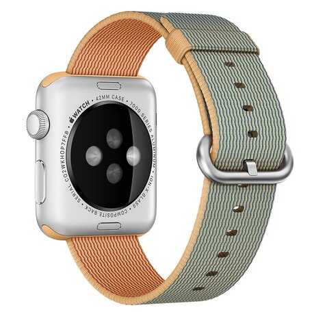 Nylon bandje - Licht bruin / Blauw - Geschikt voor Apple Watch 38mm / 40mm / 41mm / 42mm