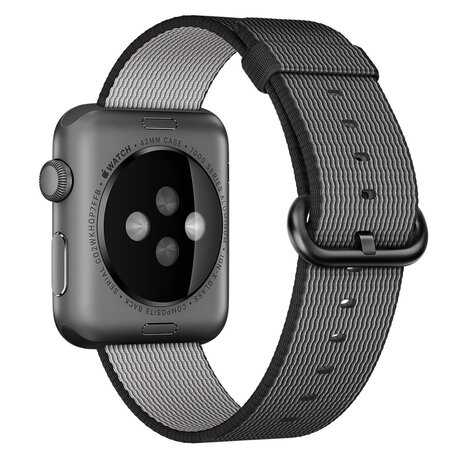 Nylon bandje - Zwart - Geschikt voor Apple Watch 42mm / 44mm / 45mm / 49mm