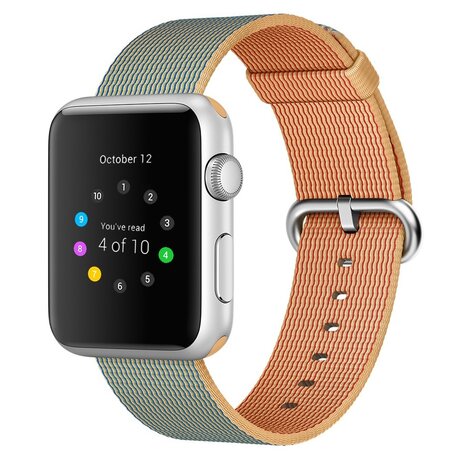 Nylon bandje - Licht bruin / Blauw - Geschikt voor Apple Watch 42mm / 44mm / 45mm / 46mm / 49mm