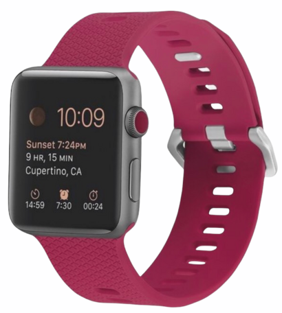 Siliconen bandje met motief - Rose Red - Geschikt voor Apple Watch 42mm / 44mm / 45mm / 46mm / 49mm