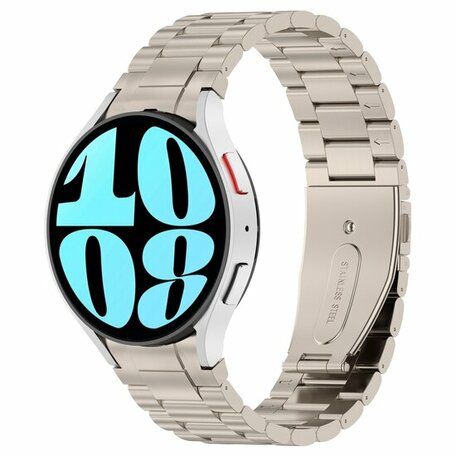Stalen band met aansluitknop  - Titanium kleur - Samsung Galaxy Watch 6 Classic - 47mm & 43mm