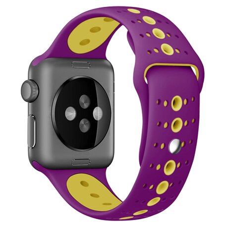 Sportbandje combi-kleuren - Paars + geel - Geschikt voor Apple Watch 38mm / 40mm / 41mm / 42mm