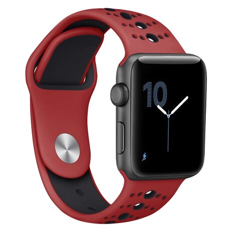 Sportbandje combi-kleuren - Rood + zwart - Geschikt voor Apple Watch 38mm / 40mm / 41mm / 42mm