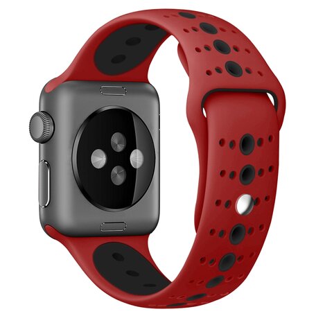 Sportbandje combi-kleuren - Rood + zwart - Geschikt voor Apple Watch 38mm / 40mm / 41mm / 42mm